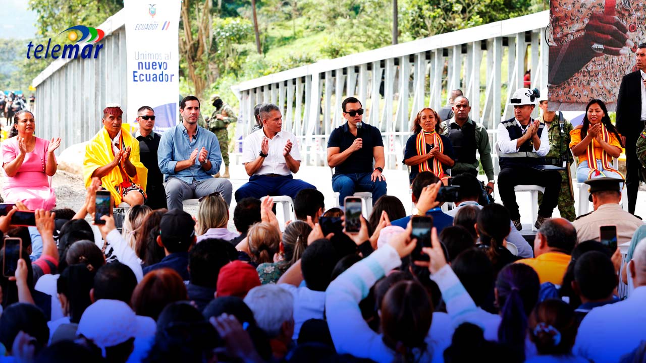 Presidente Daniel Noboa Azin inaugura puente delta sobre el Río Lelia