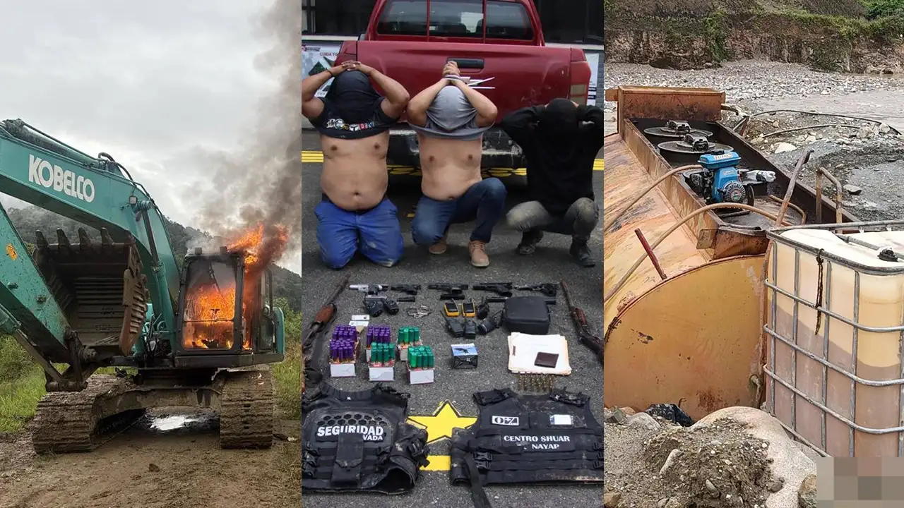 Operativos contra minería ilegal: 26 retroexcavadoras y 11 campamentos destruidos