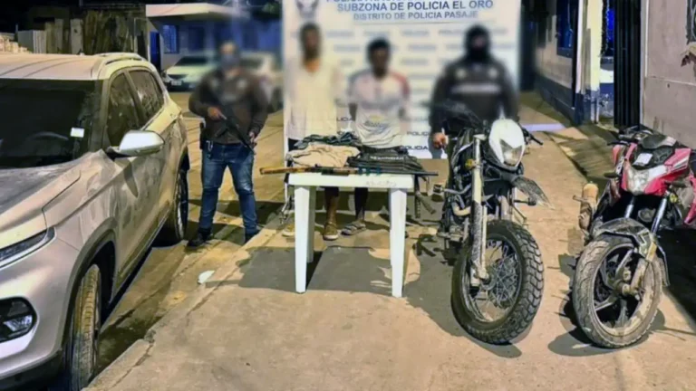Capturados por porte de armas y receptación en Pasaje, provincia de El Oro