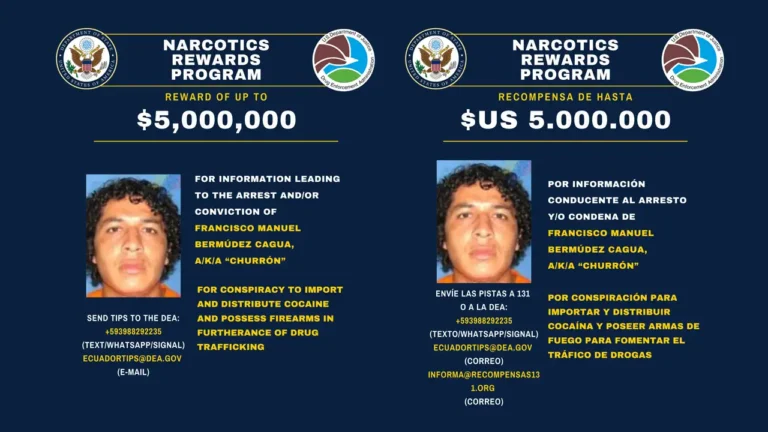 Recompensa de cinco millones de dólares por alias "Churrón" líder de "Los Choneros"