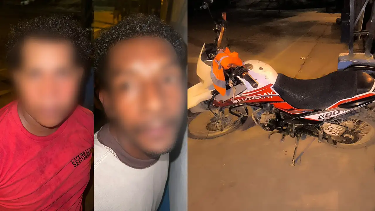 Caen dos integrantes de "Los Tiguerones" con moto robada en el sector "50 Casas"