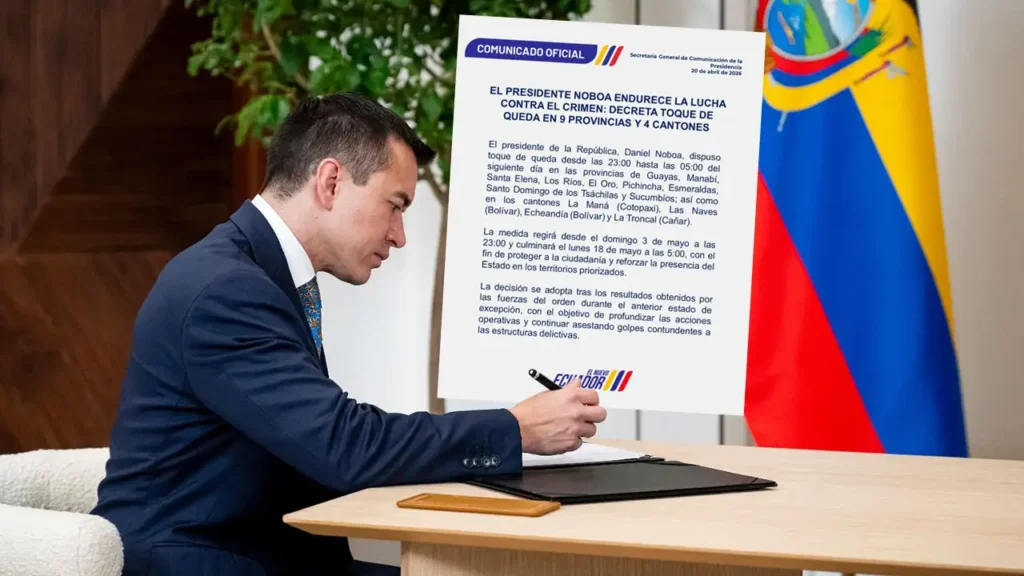 Daniel Noboa decreta toque de queda en 9 provincias y anuncia cambios en su Gabinete