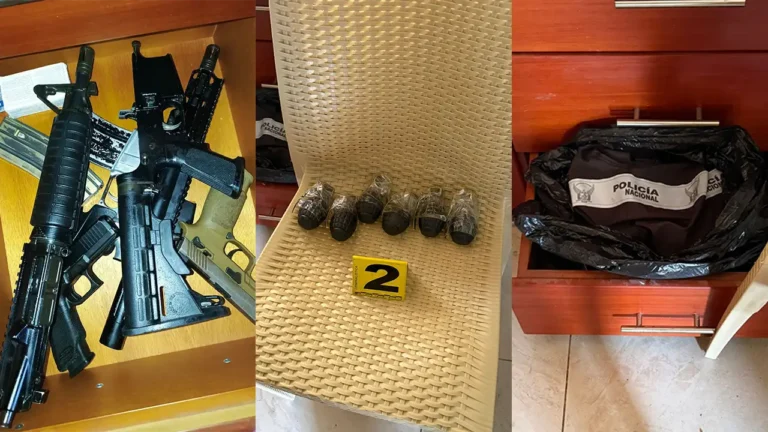 Hallan arsenal y uniformes falsos en centro de acopio de Ricaurte, Cuenca