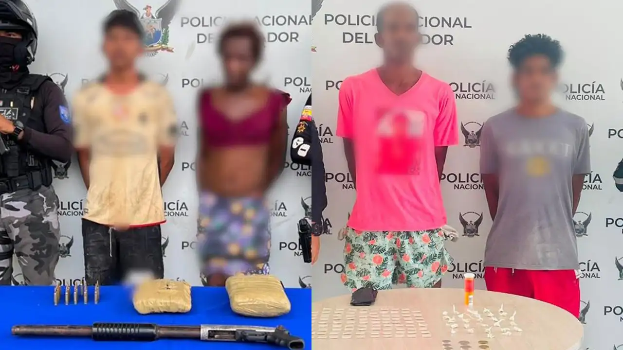 Operativos del GOM en Esmeraldas y Tonsupa dejan cuatro detenidos con armas y drogas